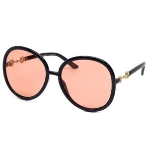 Gucci Black and Orange 61mm Oval Sunglasses NWT $465